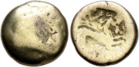 NORTHWEST GAUL. "Armoricans" (?). 3rd century BC. Quarter Stater (Electrum, 9 mm, 1.55 g). Celticized male head to right. Rev. Celticized charioteer d...