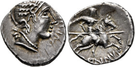 SOUTHERN GAUL. Allobroges. Circa 61-40 BC. Quinarius (Silver, 16 mm, 2.00 g, 6 h). DVRNACOS Head of Roma to right, wearing winged helmet. Rev. DONNVS ...