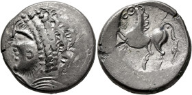 CENTRAL EUROPE. Noricum (East). Circa 2nd-1st centuries BC. Tetradrachm (Silver, 25 mm, 10.00 g, 2 h), 'Samobor B' type. Celticized head of Apollo to ...