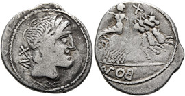 LOWER DANUBE. Geto-Dacians. 1st century BC. Denarius (Silver, 19 mm, 3.23 g, 9 h), imitating a Roman Republican denarius of Gargilius, Ogulnius and Ve...
