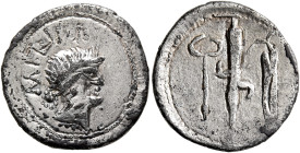 LOWER DANUBE. Geto-Dacians. 1st century BC. Denarius (Silver, 18 mm, 2.59 g, 12 h), imitating a Roman Republican denarius of C. Norbanus (83 BC). Diad...