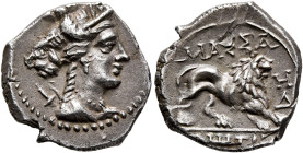GAUL. Massalia. Circa 150-125 BC. Drachm (Silver, 16 mm, 2.61 g, 6 h), light standard. Diademed and draped bust of Artemis right, with bow and quiver ...