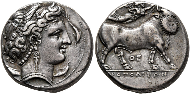 CAMPANIA. Neapolis. Circa 300 BC. Didrachm or Nomos (Silver, 20 mm, 7.47 g, 4 h)...