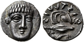 CAMPANIA. Phistelia. Circa 325-275 BC. Obol (Silver, 10 mm, 0.68 g, 12 h). Young male head facing, turned slightly to right. Rev. &#66330;&#66313;&#66...