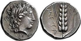 LUCANIA. Metapontion. Circa 400-340 BC. Nomos (Silver, 21 mm, 7.64 g, 4 h). Laureate head of Apollo (?) to right; on neck truncation, ΑΠΟΛ; below, Σ. ...