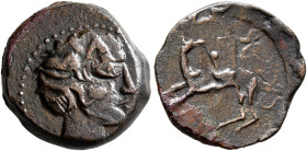 SICILY. Eryx. Circa 409-400 BC. Hexas - Dionkion (Bronze, 17 mm, 3.78 g), a contemporary imitation (?). Male head to right. Rev. Hound standing left, ...