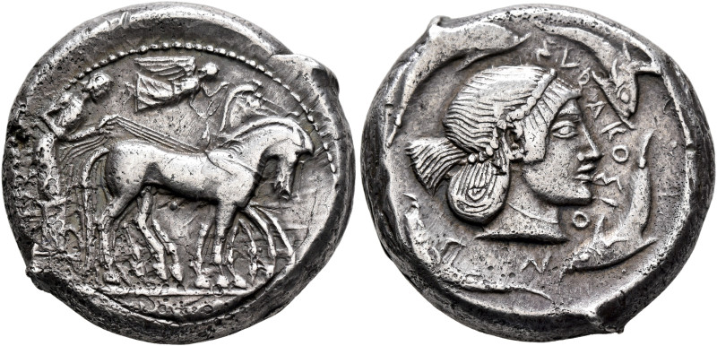 SICILY. Syracuse. Deinomenid Tyranny, 485-466 BC. Tetradrachm (Silver, 24 mm, 17...