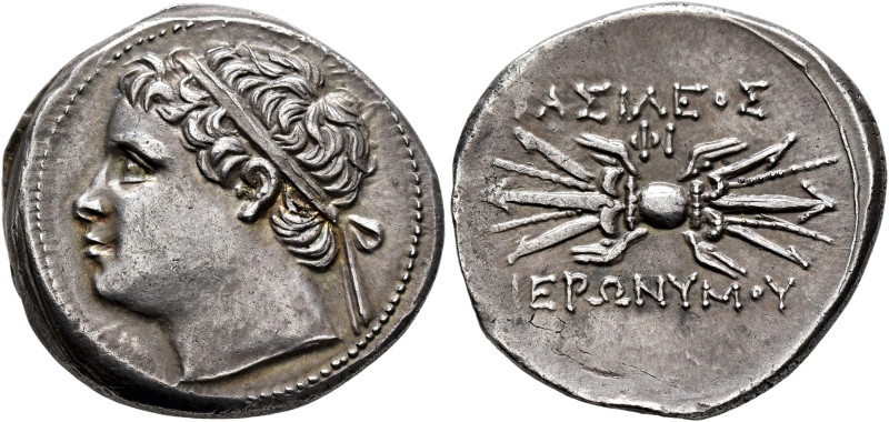 SICILY. Syracuse. Hieronymos, 215-214 BC. 10 Litrai (Silver, 23 mm, 8.48 g, 6 h)...