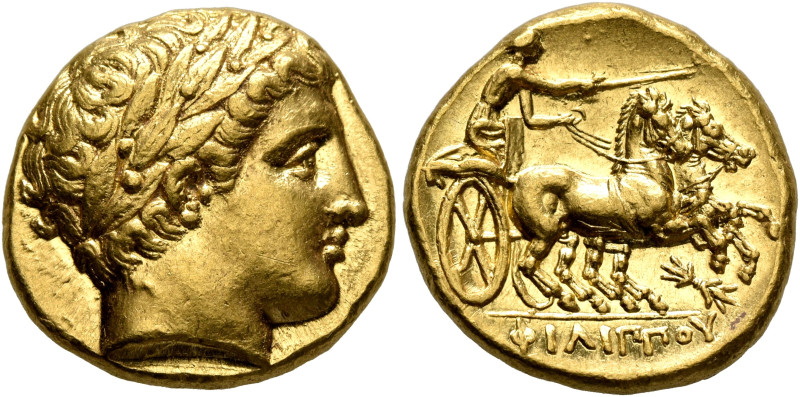 KINGS OF MACEDON. Philip II, 359-336 BC. Stater (Gold, 17 mm, 8.63 g, 11 h), Pel...