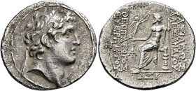 SELEUKID KINGS. Alexander I Balas, 152-145 BC. Tetradrachm (Silver, 32 mm, 16.00 g, 1 h), Antiochia on the Orontes, SE 164 = 149/8. Diademed head of A...