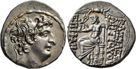 SELEUKID KINGS. Antiochos VIII Epiphanes (Grypos), 121/0-97/6 BC. Tetradrachm (Silver, 27 mm, 15.92 g, 1 h), Antiochia on the Orontes, 109-96. Diademe...
