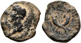 JUDAEA, Herodians. Agrippa I, with Agrippa II, 37-43 CE. AE (Bronze, 14 mm, 1.81 g, 12 h), Tiberias, RY 5 = 40/1. [ΑΓΡΙΠΠΑ ΑΓΡΙΠΠ] / [LΕ] Bare head of...