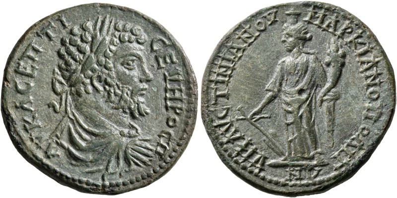 MOESIA INFERIOR. Marcianopolis. Septimius Severus, 193-211. Tetrassarion (Bronze...