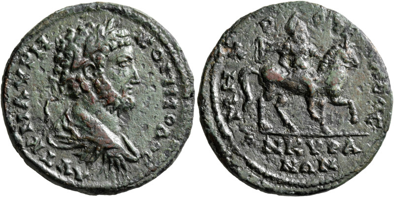 GALATIA. Ancyra. Commodus, 177-192. Tetrassarion (Bronze, 30 mm, 15.41 g, 7 h). ...