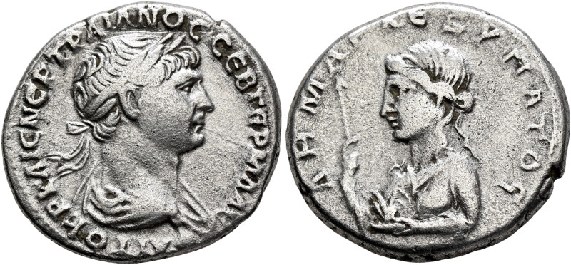 CAPPADOCIA. Caesaraea-Eusebia. Trajan, 98-117. Didrachm (Silver, 21 mm, 7.09 g, ...