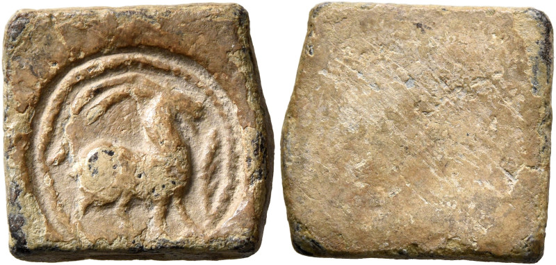 Anonymous, 2nd-3rd centuries. Tessera (Lead, 21 mm, 5.11 g). Wild goat standing ...