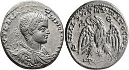 SYRIA, Seleucis and Pieria. Antioch. Elagabalus, 218-222. Tetradrachm (Billon, 27 mm, 12.61 g, 1 h), 219. AYT•K•M•A•AN•••TWNЄINOC•CЄB Laureate, draped...