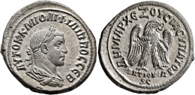 SYRIA, Seleucis and Pieria. Antioch. Philip II, 247-249. Tetradrachm (Billon, 28 mm, 13.37 g, 12 h), 248-249. ΑΥΤΟΚ Κ Μ ΙΟΥΛΙ ΦΙΛΙΠΠΟC CЄΒ Laureate, d...