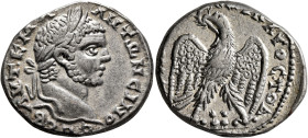 PHOENICIA. Ace-Ptolemais. Caracalla, 198-217. Tetradrachm (Billon, 27 mm, 11.53 g, 12 h), 215-217. ΑΥΤ•Κ•Μ•Α•ΑΝΤΩΝЄΙΝΟC CЄΒ Laureate head of Caracalla...