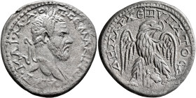 PHOENICIA. Aradus. Macrinus, 217-218. Tetradrachm (Billon, 28 mm, 13.21 g, 1 h). •AYT•KΑΙ•M•Α•ΟΠ•CЄ•MAKPINOC• Laureate head of Macrinus to right with ...