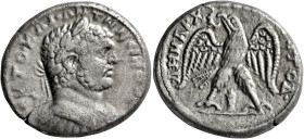 JUDAEA. Neapolis. Caracalla, 198-217. Tetradrachm (Billon, 26 mm, 13.25 g, 12 h), 215-217. ΑΥΤO ΚΑΙ•Α[ΝΤⲰ]ΝЄΙΝΟC CЄ Laureate and cuirassed bust of Car...