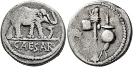 Julius Caesar, 49-44 BC. Denarius (Silver, 17 mm, 3.45 g, 6 h), military mint moving with Caesar in Gallia Narbonensis or Hispania Citerior, 49-48. CA...