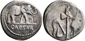 Julius Caesar, 49-44 BC. Denarius (Silver, 18 mm, 3.93 g, 11 h), military mint moving with Caesar in Gallia Narbonensis or Hispania Citerior, 49-48. C...