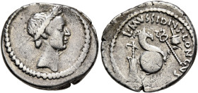 Julius Caesar, 49-44 BC. Denarius (Silver, 19 mm, 3.83 g, 12 h), L. Mussidius Longus, moneyer, Rome, 42. Laureate head of Julius Caesar to right. Rev....