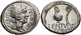 C. Cassius Longinus, 43-42 BC. Denarius (Silver, 20 mm, 3.75 g, 6 h), with L. Cornelius Lentulus Spinther. Military mint moving with the army of Brutu...