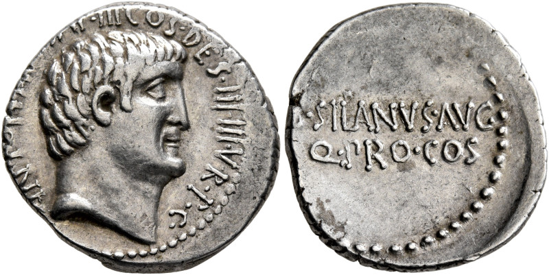 Mark Antony, 44-30 BC. Denarius (Silver, 19 mm, 3.83 g, 7 h), with M. Junius Sil...