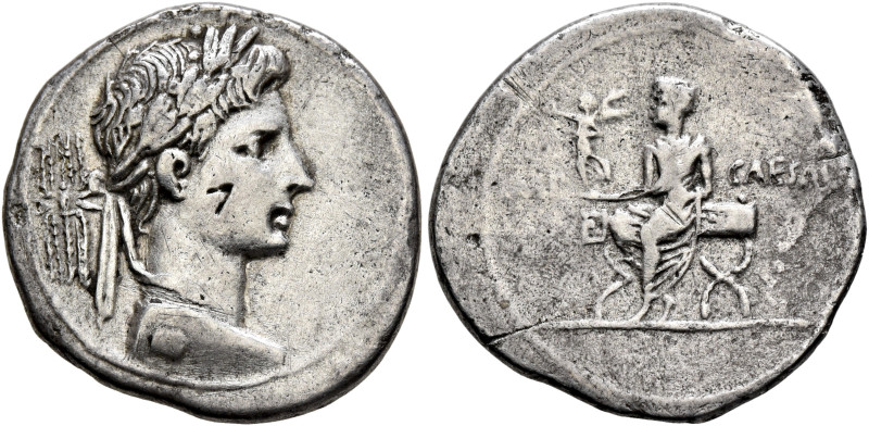 Octavian, 44-27 BC. Denarius (Silver, 20.4 mm, 3.42 g, 10 h), uncertain mint in ...