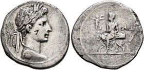 Octavian, 44-27 BC. Denarius (Silver, 20.4 mm, 3.42 g, 10 h), uncertain mint in Italy (Rome?), autumn 30-summer 29. Laureate bust of Octavian as Jupit...