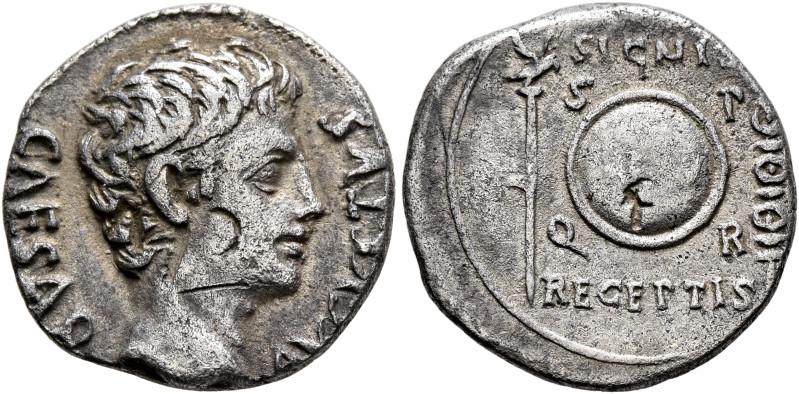 Augustus, 27 BC-AD 14. Denarius (Silver, 19 mm, 3.66 g, 6 h), uncertain mint in ...