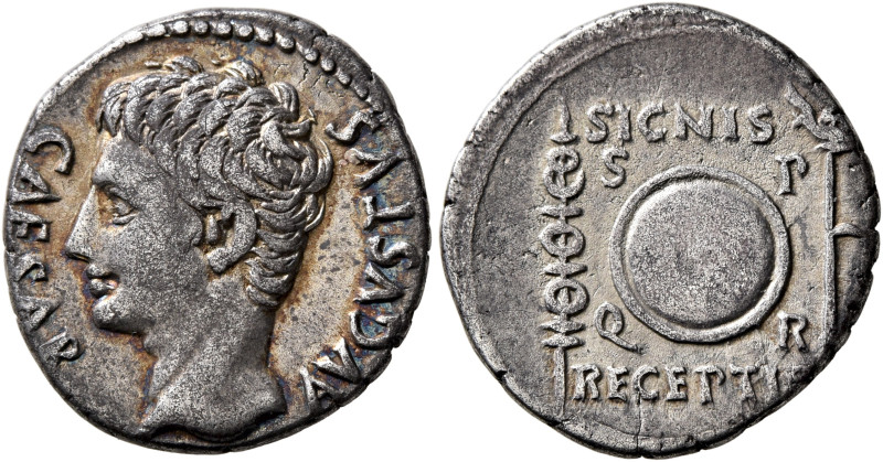 Augustus, 27 BC-AD 14. Denarius (Silver, 18 mm, 3.61 g, 11 h), uncertain mint in...