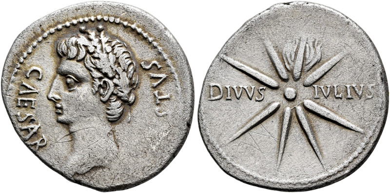 Augustus, 27 BC-AD 14. Denarius (Silver, 21 mm, 3.62 g, 7 h), uncertain mint in ...