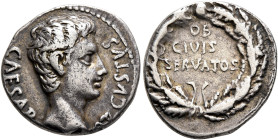 Augustus, 27 BC-AD 14. Denarius (Silver, 18 mm, 3.79 g, 8 h), uncertain mint in Spain (Colonia Patricia?), circa 19-18 BC. CAESAR AVGVSTVS Bare head o...