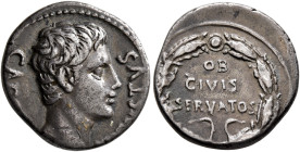 Augustus, 27 BC-AD 14. Denarius (Silver, 18 mm, 3.84 g, 7 h), uncertain mint in Spain (Colonia Patricia?), circa 19-18 BC. CAE[SAR AVGV]STVS Bare head...