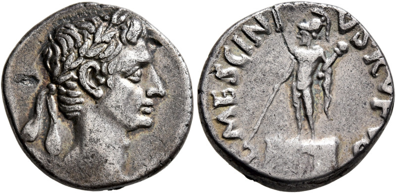 Augustus, 27 BC-AD 14. Denarius (Silver, 17 mm, 3.84 g, 6 h), L. Mescinius Rufus...