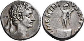 Augustus, 27 BC-AD 14. Denarius (Silver, 17 mm, 3.84 g, 6 h), L. Mescinius Rufus, moneyer, Rome, 16 BC. Laureate head of Augustus to right. Rev. L•MES...