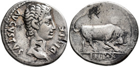 Augustus, 27 BC-AD 14. Denarius (Silver, 20 mm, 3.58 g, 11 h), Lugdunum, circa 15-13 BC. AVGVSTVS DIVI•F Bare head of Augustus to right. Rev. IMP•X Bu...