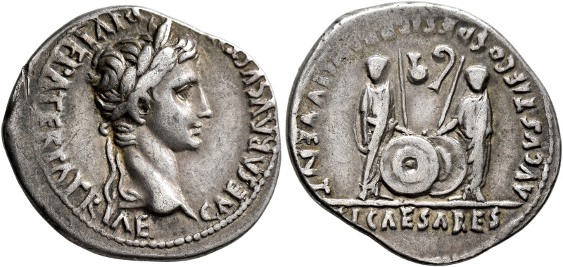 Augustus, 27 BC-AD 14. Denarius (Silver, 22 mm, 3.82 g, 3 h), Lugdunum, 2 BC-AD ...