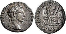 Augustus, 27 BC-AD 14. Denarius (Silver, 18 mm, 3.57 g, 3 h), Lugdunum, 2 BC-AD 4. [CAE]SAR AVGVSTVS DIVI F PATER PATRIAE] Laureate head of Augustus t...
