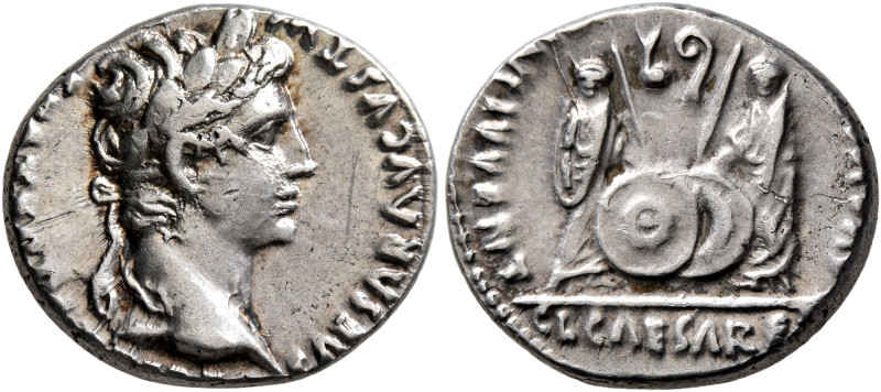 Augustus, 27 BC-AD 14. Denarius (Silver, 18 mm, 3.85 g, 12 h), Lugdunum, 2 BC-AD...