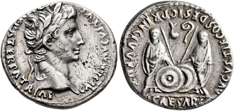 Augustus, 27 BC-AD 14. Denarius (Silver, 18 mm, 3.62 g, 10 h), Lugdunum, 2 BC-AD...
