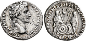 Augustus, 27 BC-AD 14. Denarius (Silver, 18 mm, 3.62 g, 10 h), Lugdunum, 2 BC-AD 4. CAESAR AVGVSTVS [DIV]I F PATER PATRIAE Laureate head of Augustus t...