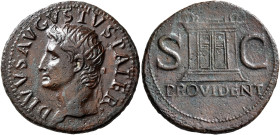 Divus Augustus, died AD 14. As (Copper, 30 mm, 10.76 g, 7 h), Rome, struck under Tiberius, circa 22/3-30. DIVVS AVGVSTVS PATER Radiate head of Divus A...