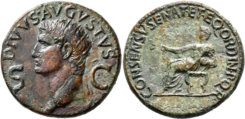 Divus Augustus, died AD 14. Dupondius (Orichalcum, 30 mm, 13.25 g, 6 h), struck ...