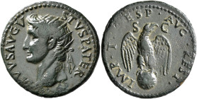 Divus Augustus, died AD 14. As (Copper, 28 mm, 8.94 g, 8 h), restitution issue, Rome, struck under Titus, 80-81. DIVVS AVGVSTVS PATER Radiate head of ...
