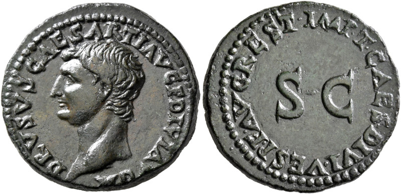 Drusus, died AD 23. As (Copper, 27 mm, 10.59 g, 6 h), restitution issue, Rome, s...