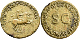 Nero & Drusus Caesar, died 31 and 33, respectively. Dupondius (Orichalcum, 28 mm, 12.63 g, 6 h), Rome, struck under Gaius (Caligula), 37-38. NERO•ET•D...